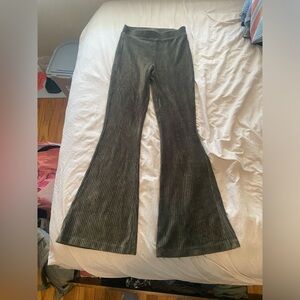 Green Velvet Aerie Flare Pants